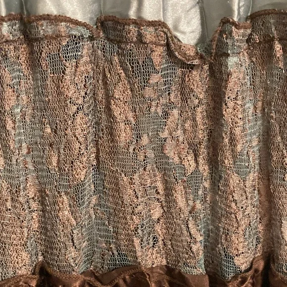 Vintage Guess Ruffled Baby Doll Dress Women's S Brown Teal Fairy Lace Y2K - Picture 8 of 10